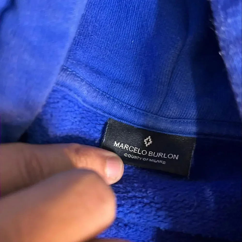 Marcelo Burlon Blue Pullover Hoodie‎ Size L